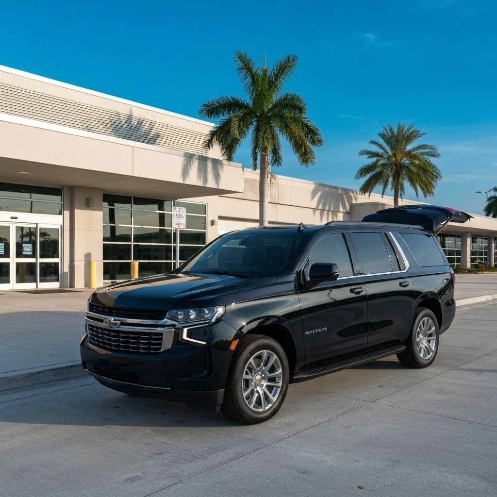 St Pete Clearwater Airport PIE curbside pickup with chauffeur and luxury SUV