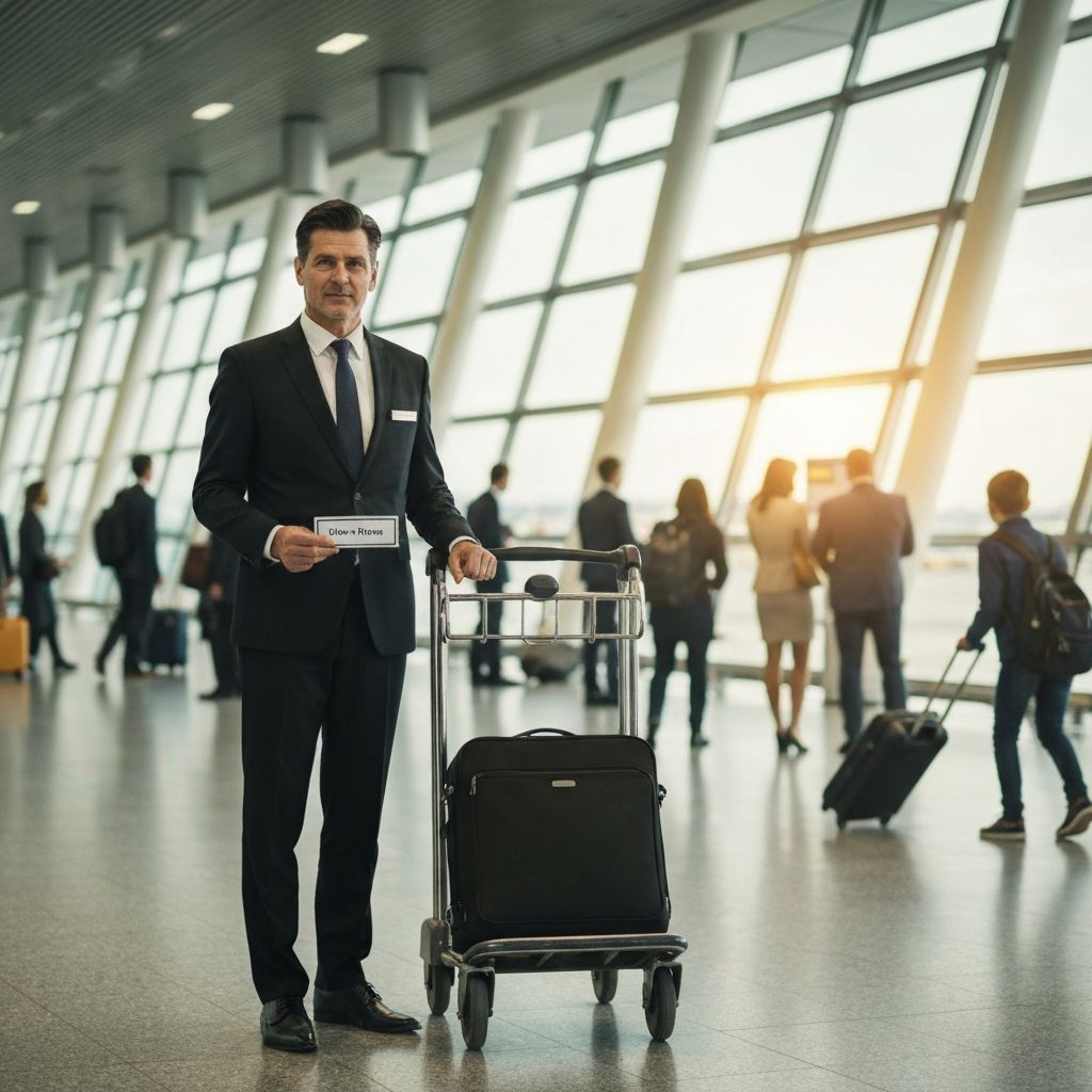 Professional chauffeur meet and greet service at airport baggage claim
