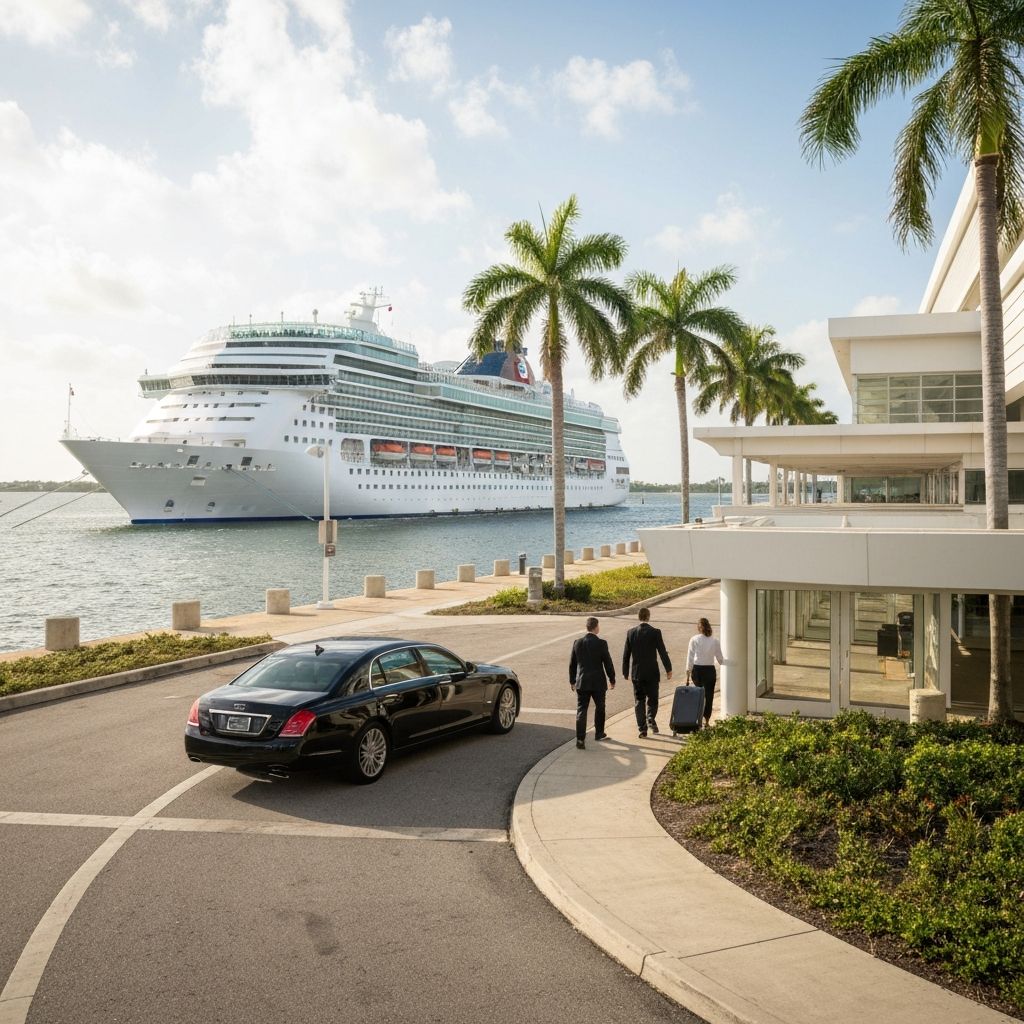 BlackRide luxury black car service at Port Tampa Bay cruise terminal in Tampa, Florida